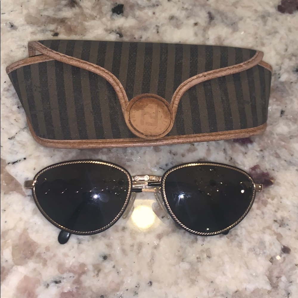 Vintage FENDI Astrology Sunglasses w Gold Plating